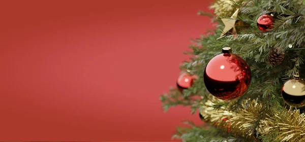 Vista Fundo Natal Com Decoração Presentes Natal Renderização — Fotografia de Stock
