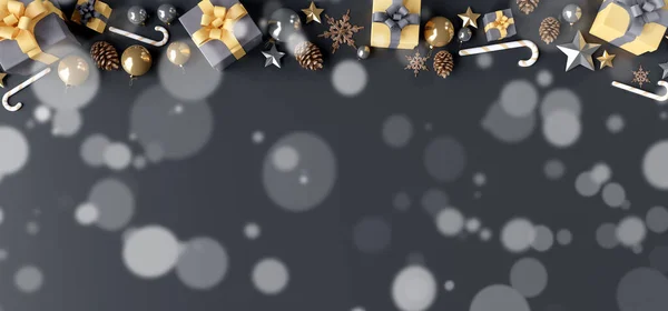 Вид Рождественский Фон Украшением Подарков Рендеринг — стоковое фото