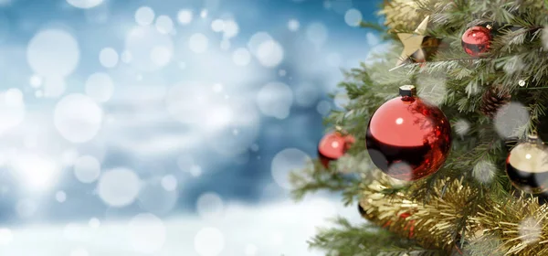 Vista Fondo Navidad Con Decoración Regalos Navidad Renderizado —  Fotos de Stock