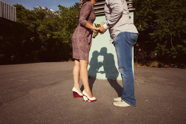 Shadows  of the bride and groom — Stock Photo, Image