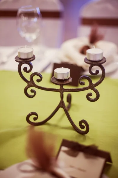 Весільний стіл зі свічками Стокове Зображення
