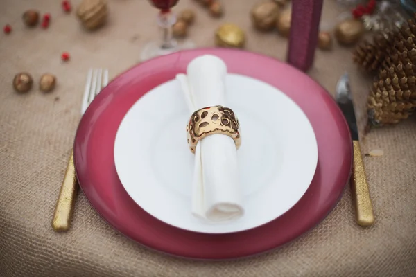 Décorations de Noël, table de mariage dans le parc — Photo