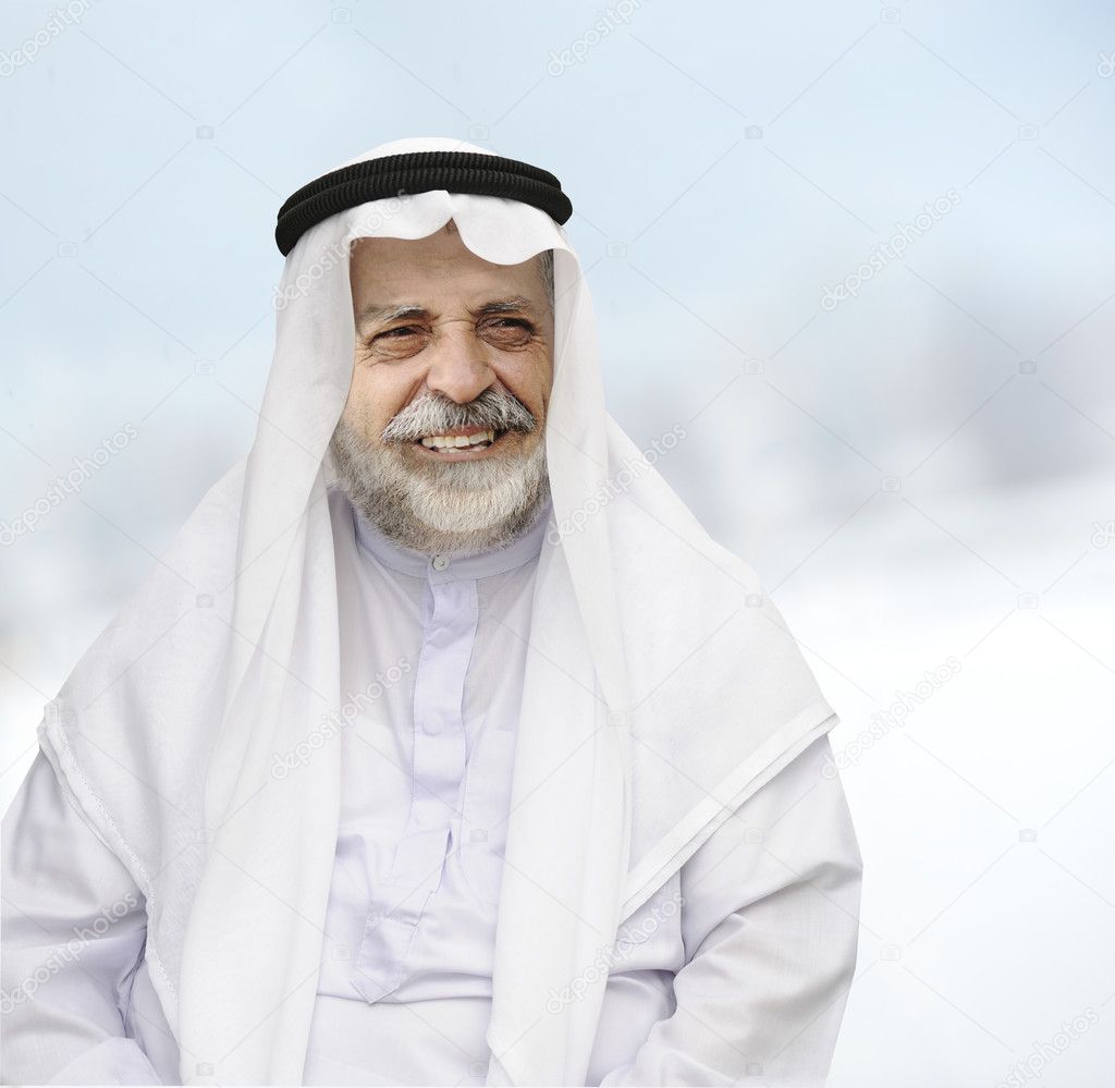 Senior Arabic man in traditional clothes