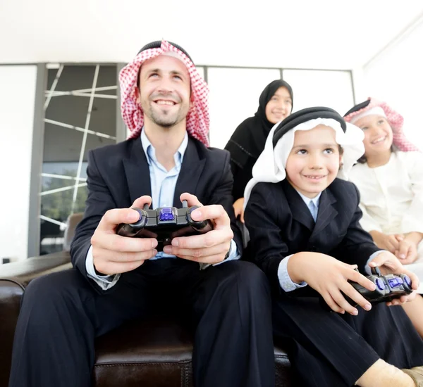 Arabic Muslim with children at home — Stock Photo, Image