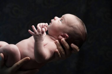 Yeni doğmuş bebek kollarında