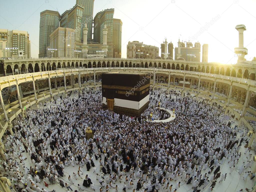 Muslim people praying at Kaaba in Mecca