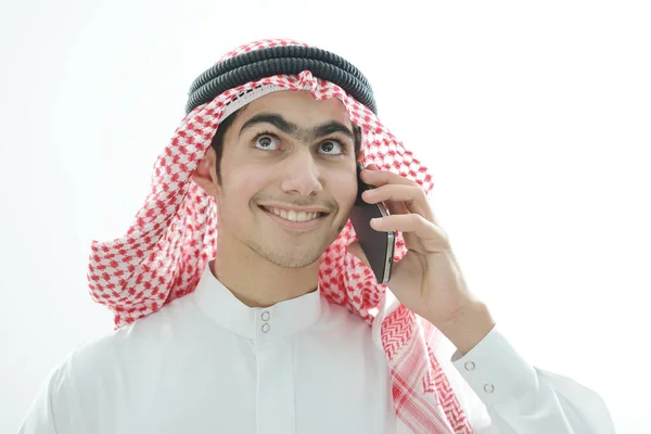 Arabic kid using smartphone — Stock Photo, Image