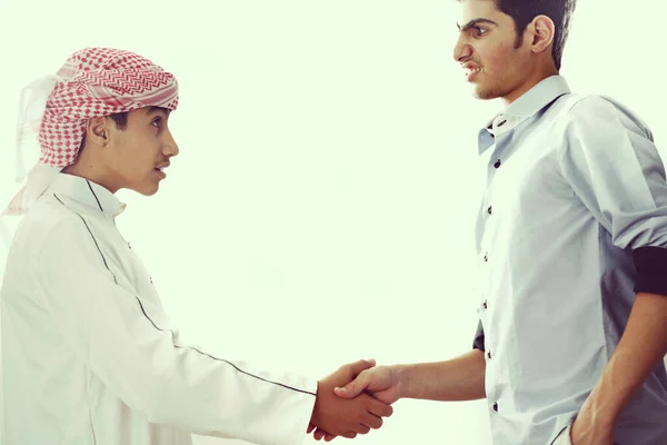 아랍 아이들의 만남 스톡 이미지