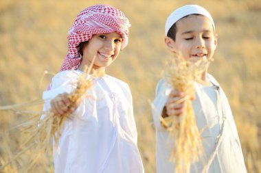 Buğday tarlasında çocuklar
