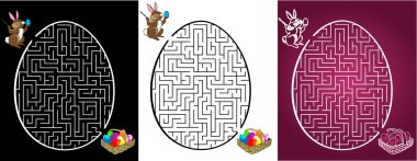 Rabbit is looking for the eggs in labyrinth clipart