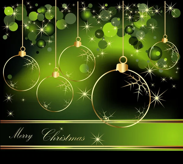 快乐圣诞背景金和绿色 — 图库矢量图片