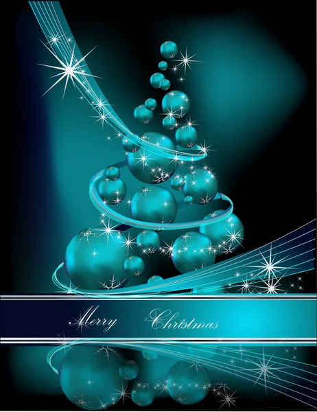 Árbol de Navidad azul y plata — Vector de stock