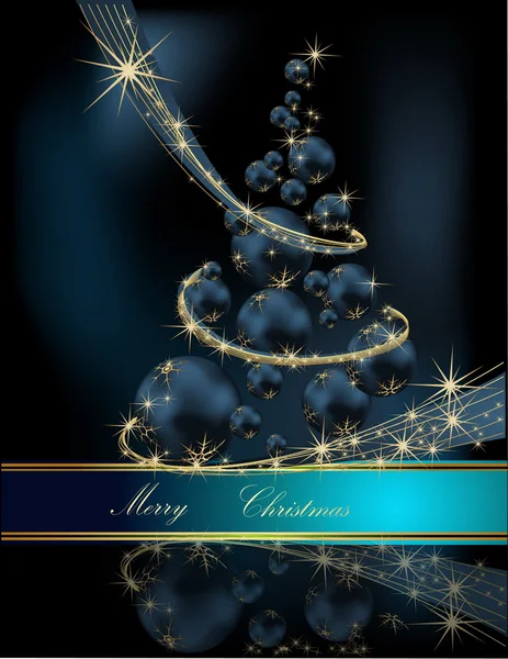 Kerstboom goud en blauw — Stockvector