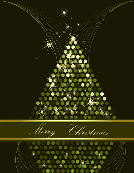 Árbol de Navidad verde y oro — Archivo Imágenes Vectoriales