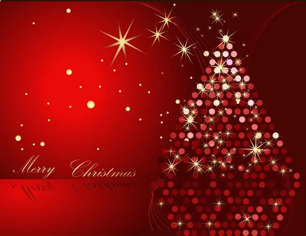 Arbre de Noël or et rouge — Image vectorielle
