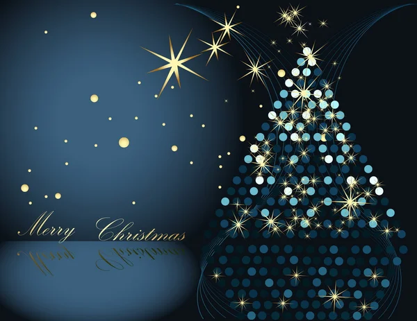 Arbre de Noël or et bleu — Image vectorielle