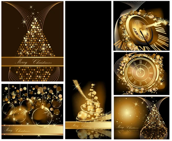 Gold Merry Christmas background collections — Stock Vector