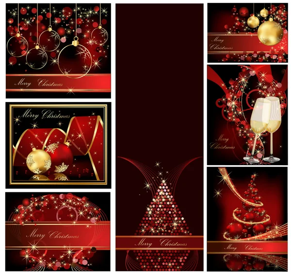 Joyeux Noël fond collections or et rouge — Image vectorielle