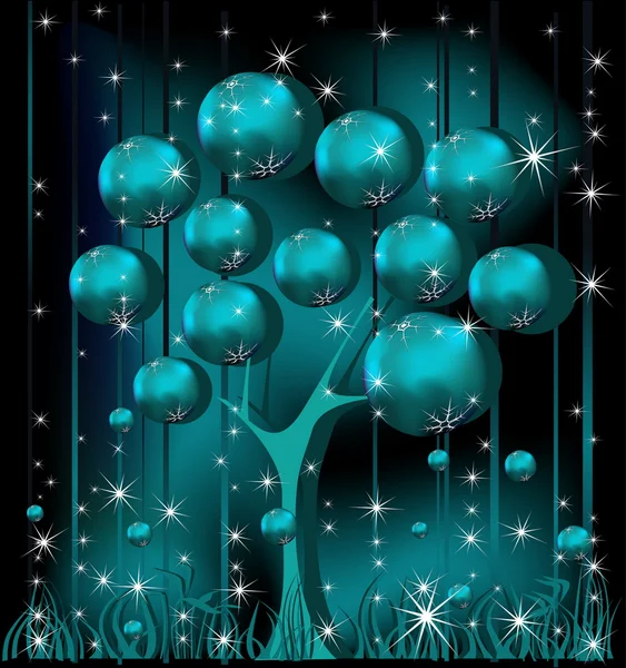 Kerstboom blauw en zilver — Stockvector