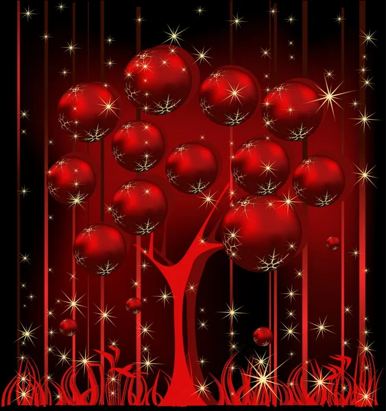 Árbol de Navidad rojo y oro — Vector de stock