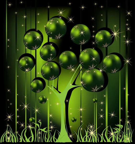 Arbre de Noël or et vert — Image vectorielle