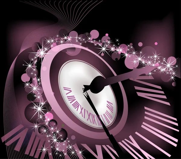 Happy New Year fond avec horloge — Image vectorielle