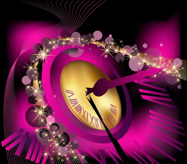 Happy New Year fond avec horloge — Image vectorielle