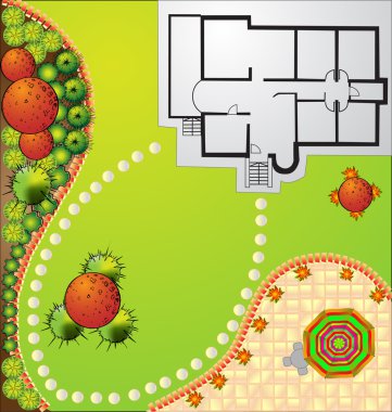 vektör peyzaj planı treetop sembolleri