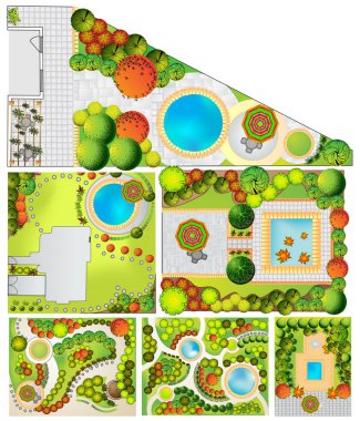 koleksiyonları treetop sembolleri ile peyzaj planı od