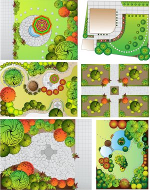 koleksiyonları treetop sembolleri ile peyzaj planı od
