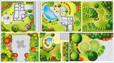 koleksiyonları treetop sembolleri ile peyzaj planı od