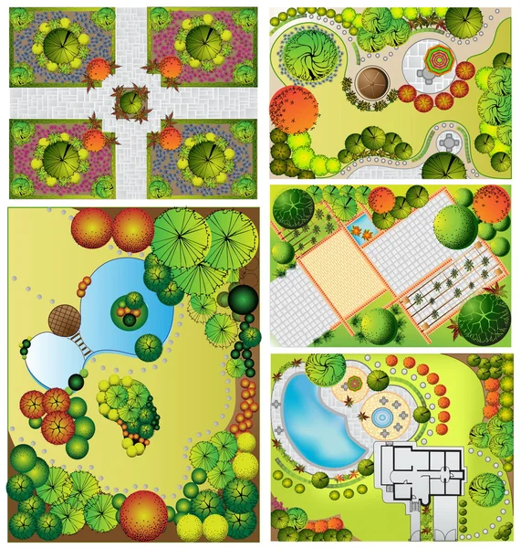 Collections od  Landscape Plan with treetop symbols — Stock Photo, Image