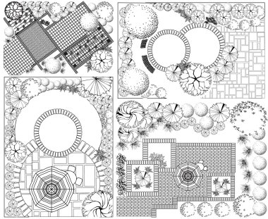 koleksiyonları treetop sembolleri ile peyzaj planı od