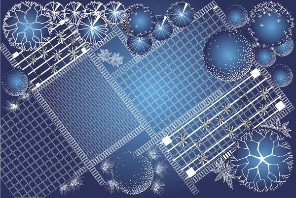 Vector blueprint of garden plan Royalty Free Stock Vectors