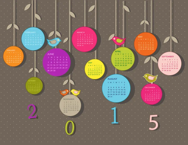 Calendario 2015 año — Vector de stock