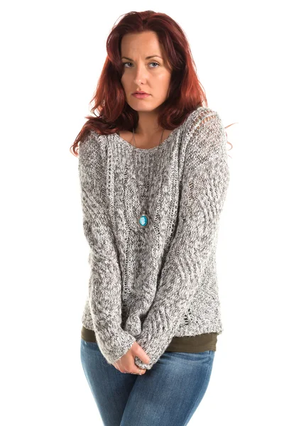 Grauer Pullover — Stockfoto