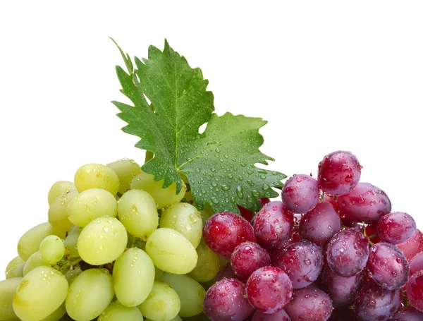 Fresh rose and green grapes with leaf Stock Photo
