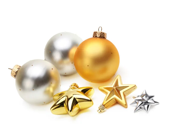 Gold and silver Christmas balls — Stock Photo, Image