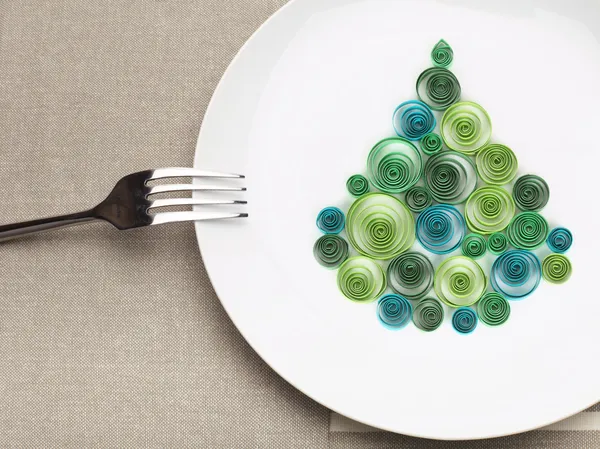 Plate with christmas tree — Stock Photo, Image