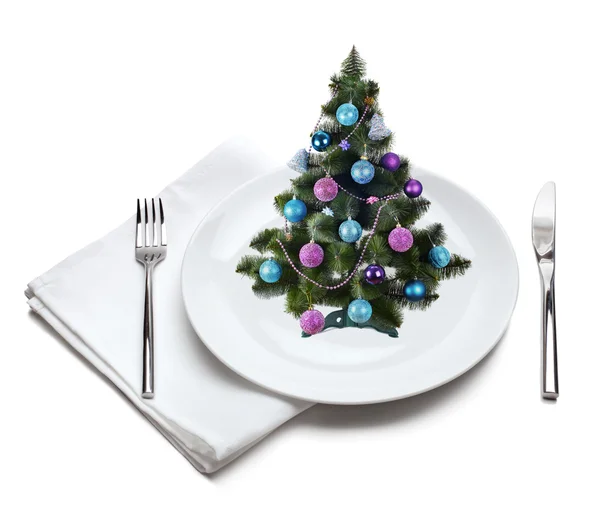 Weihnachtsbaum auf Teller — Stockfoto