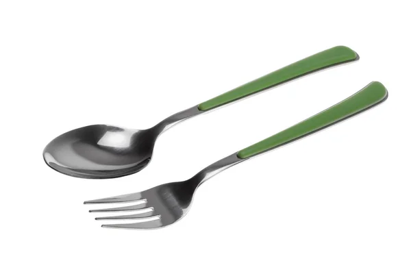 Fork and spoon isolated on white — Stock Photo, Image