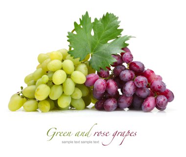 fresh rose and green grapes with leaf clipart