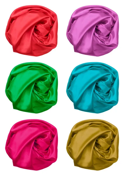 Color set of crumpled silk fabric — Stock Photo, Image