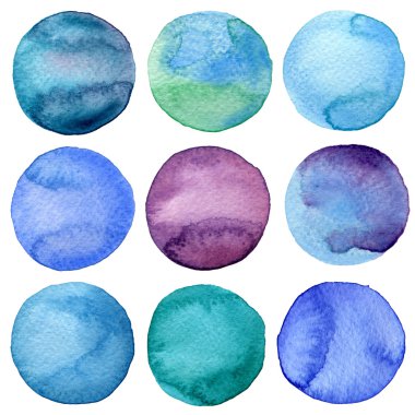 Watercolor hand painted circles collection clipart