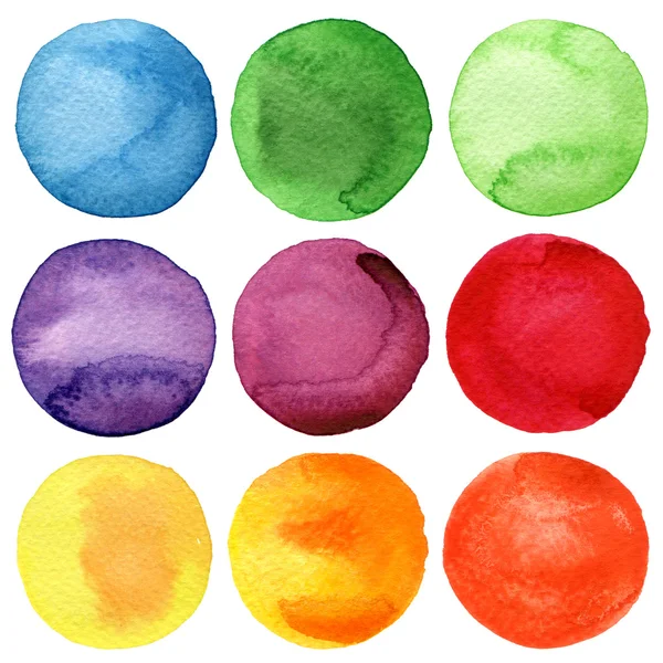 Akvarel ručně malované kruhy kolekce — Stock fotografie