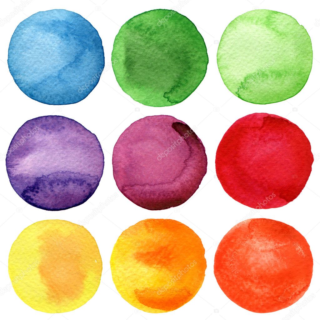 Watercolor Hand Painted Circles Collection ⬇ Stock Photo Image By
