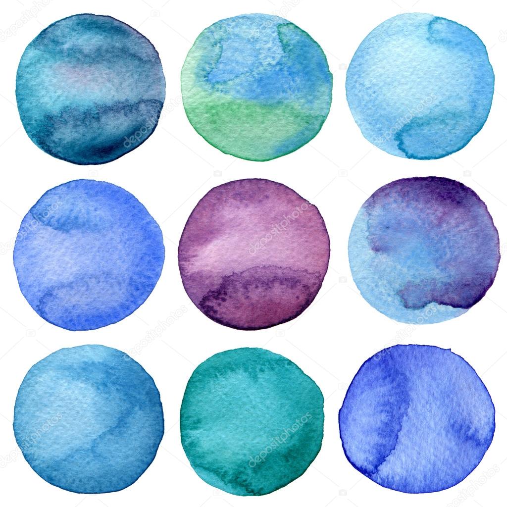Watercolor hand painted circles collection