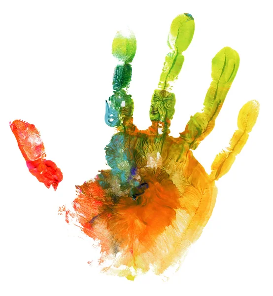 Colored hand print on white background — Stock Photo, Image