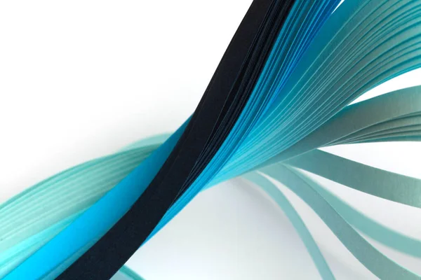 Abstrakte Blaue Türkis Farbstreifen Welle Papier Horizontal Hintergrund — Stockfoto