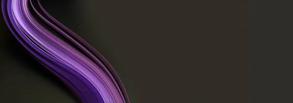 Color Violeta Lila Tira Papel Ondulado Textura Abstracta Fondo Negro — Foto de Stock